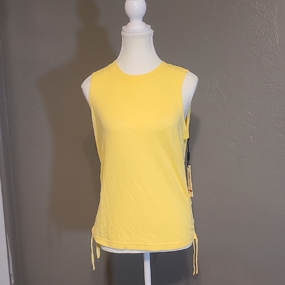 Calvin Klein Performance Yellow Sleeveless Women's Top Small Runched Sides NWT - Picture 1 of 9